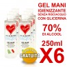 Gel Igienizzante mani senza risciacquo 70% di alcool 250ml X6
